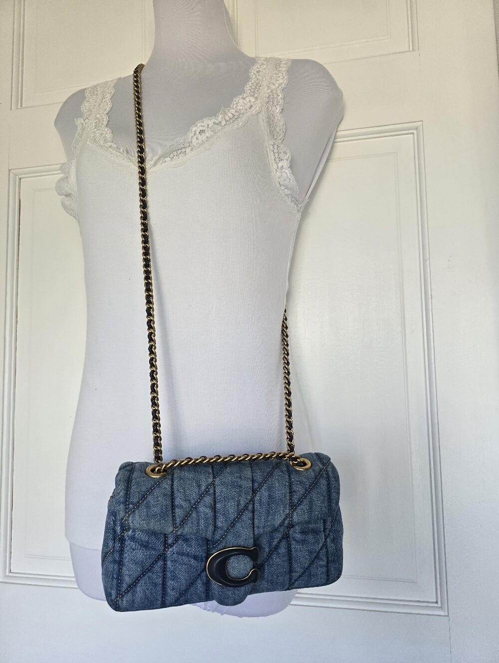 Coach Quilted Denim Small Tabby 20 Shoulder Bag - Picture 4 of 16